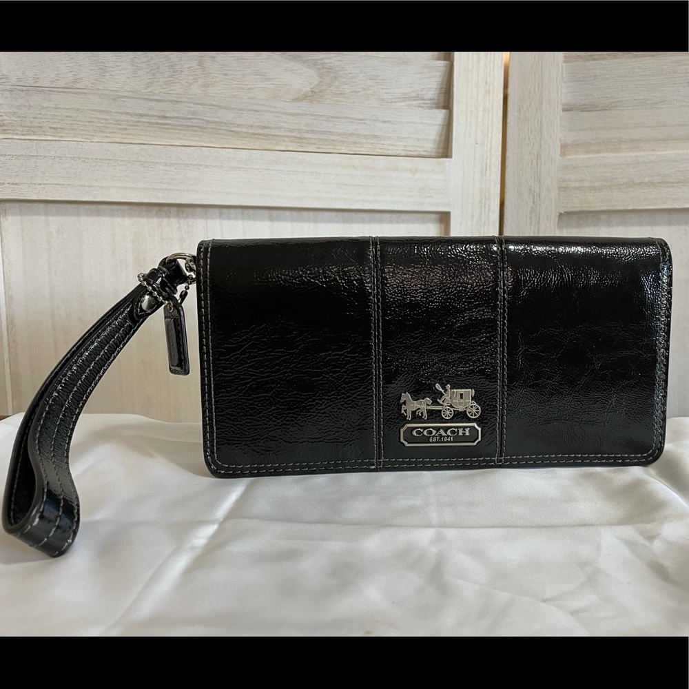Coach Black Patent Leather Clutch/Wallet